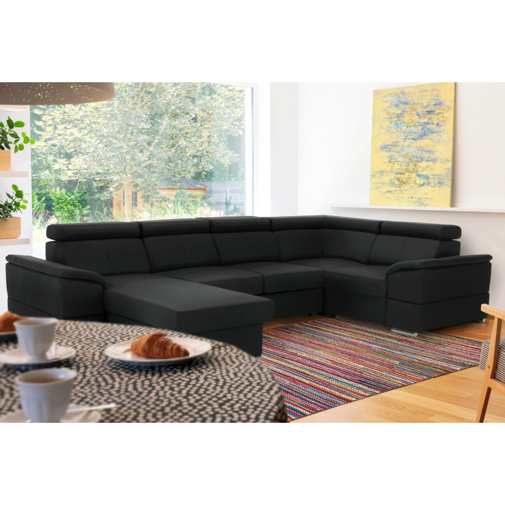 Ülőgarnitúra, sötétszürke, balos kivitel, SEGORIA ROH U