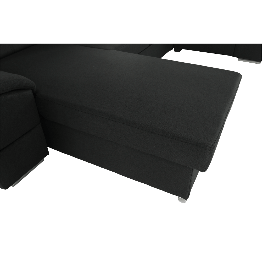 Ülőgarnitúra, sötétszürke, balos kivitel, SEGORIA ROH U