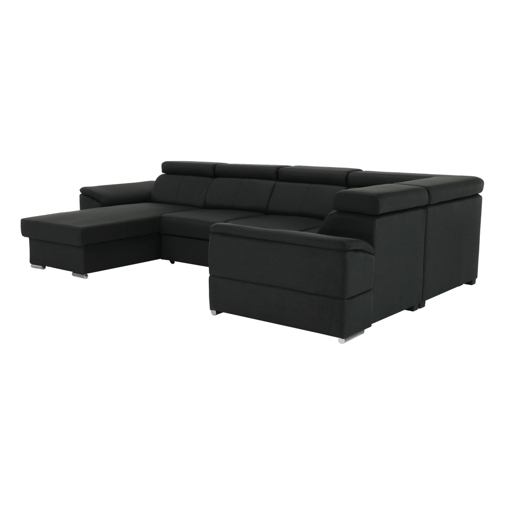 Ülőgarnitúra, sötétszürke, balos kivitel, SEGORIA ROH U