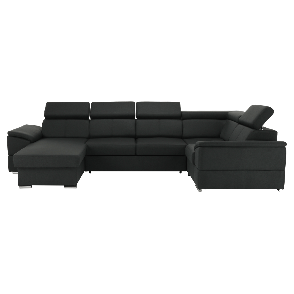 Ülőgarnitúra, sötétszürke, balos kivitel, SEGORIA ROH U