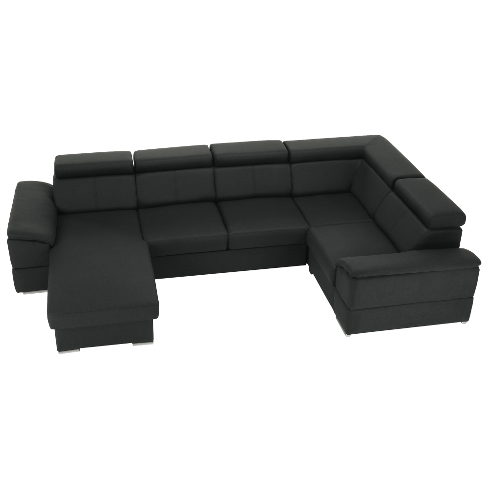 Ülőgarnitúra, sötétszürke, balos kivitel, SEGORIA ROH U