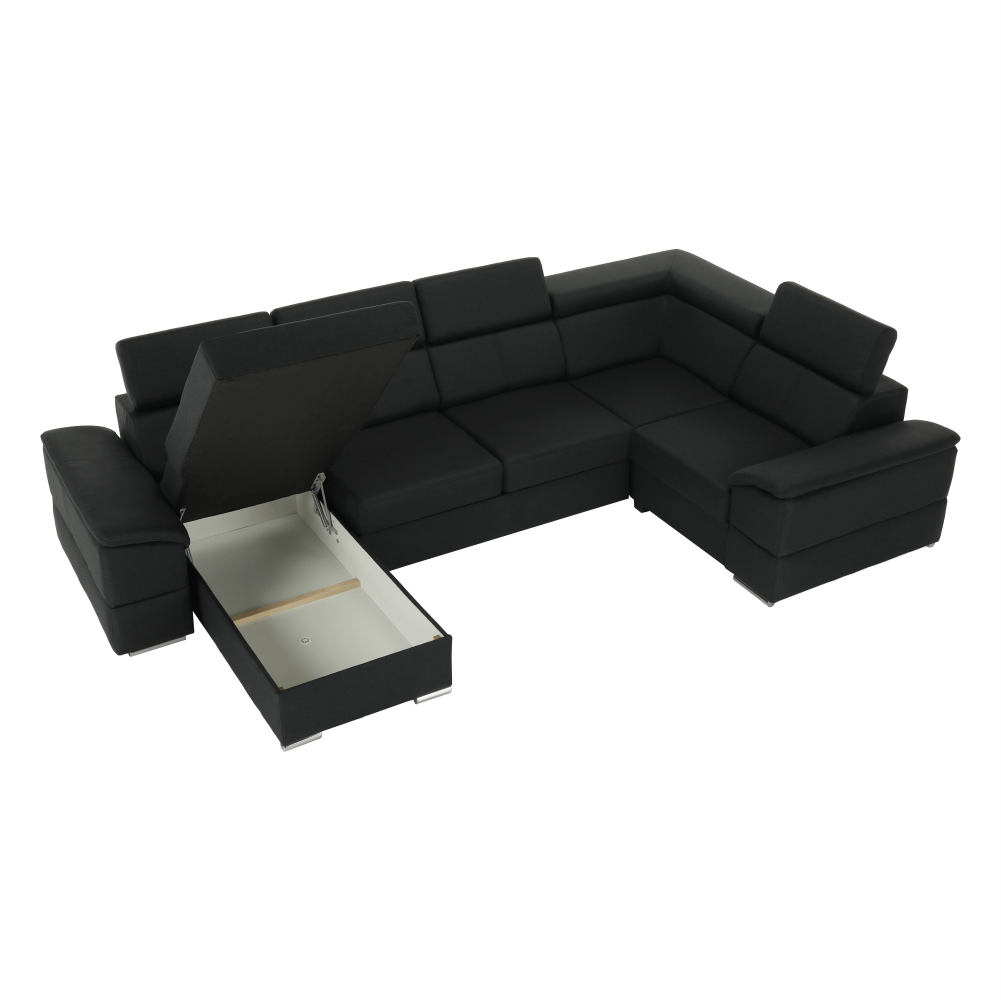 Ülőgarnitúra, sötétszürke, balos kivitel, SEGORIA ROH U