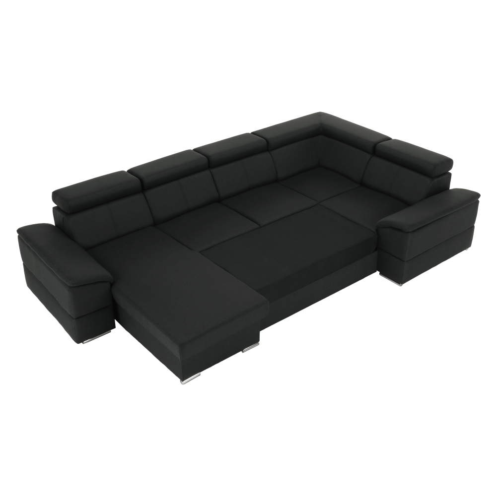 Ülőgarnitúra, sötétszürke, balos kivitel, SEGORIA ROH U