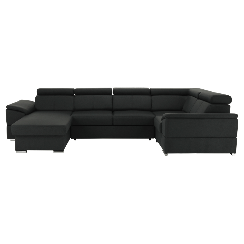 Ülőgarnitúra, sötétszürke, balos kivitel, SEGORIA ROH U