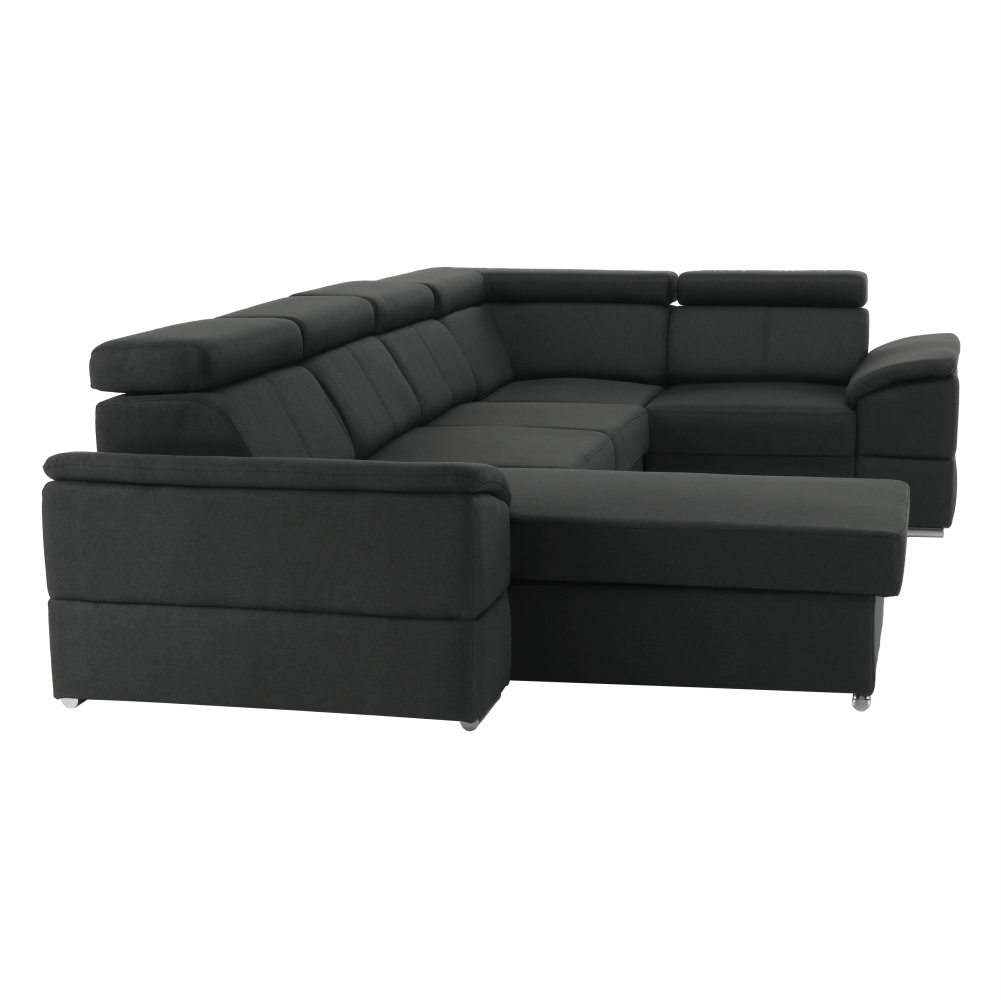 Ülőgarnitúra, sötétszürke, balos kivitel, SEGORIA ROH U