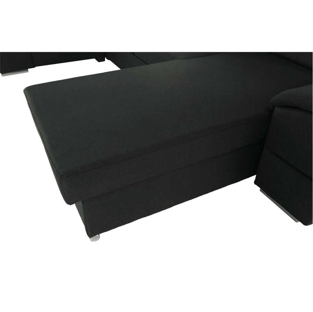 Ülőgarnitúra, sötétszürke, jobbos kivitel, SEGORIA ROH U