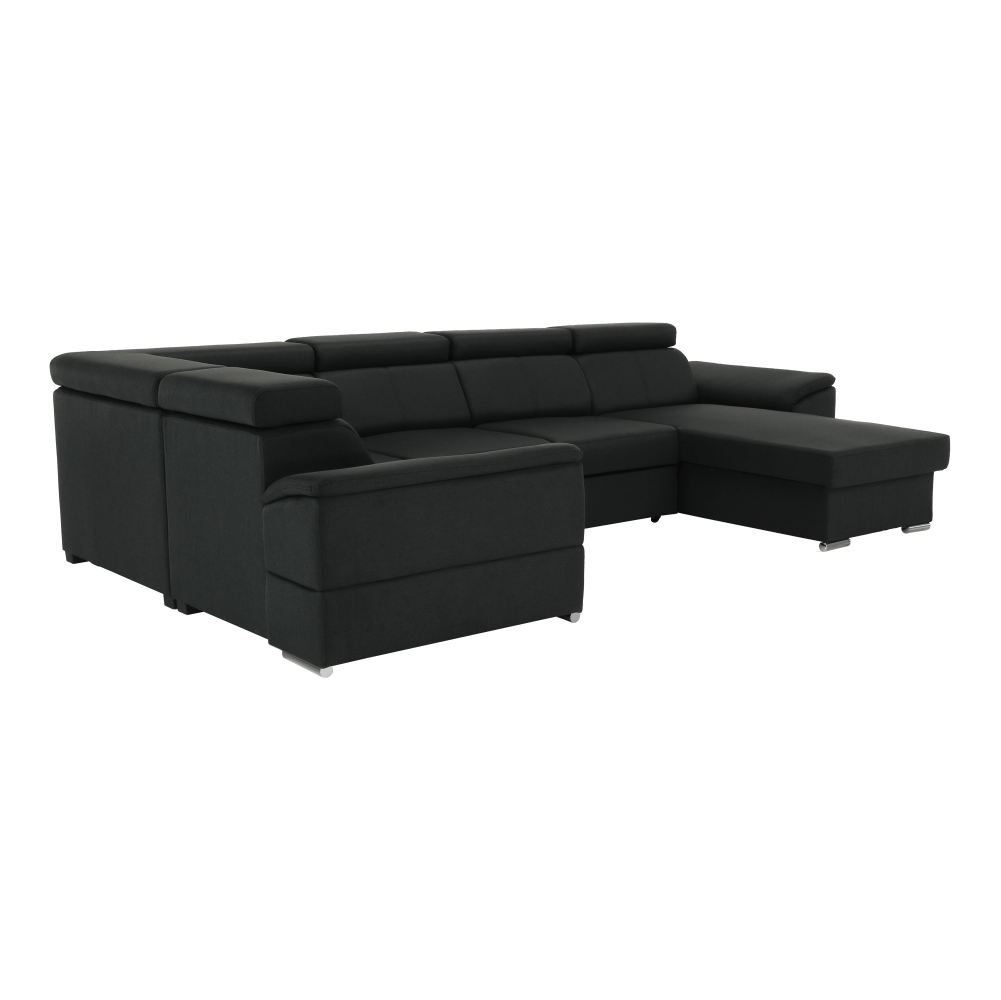 Ülőgarnitúra, sötétszürke, jobbos kivitel, SEGORIA ROH U