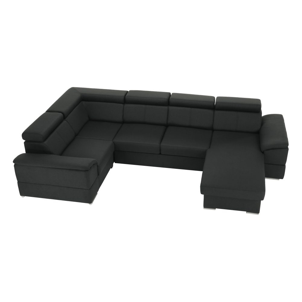 Ülőgarnitúra, sötétszürke, jobbos kivitel, SEGORIA ROH U