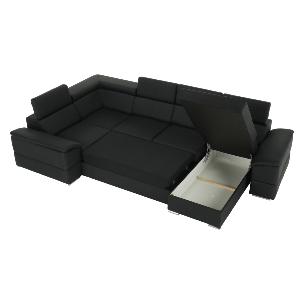 Ülőgarnitúra, sötétszürke, jobbos kivitel, SEGORIA ROH U