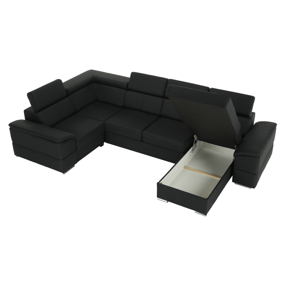 Ülőgarnitúra, sötétszürke, jobbos kivitel, SEGORIA ROH U