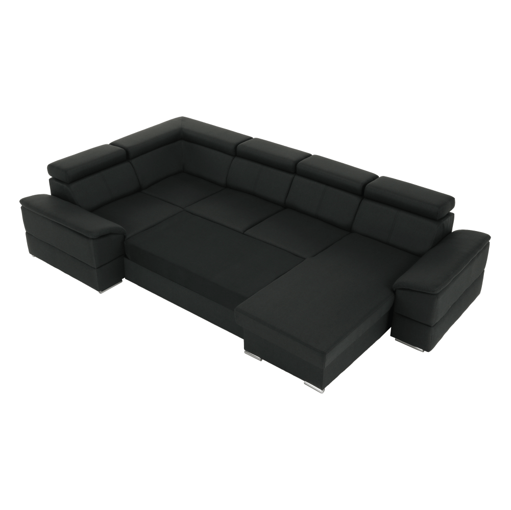 Ülőgarnitúra, sötétszürke, jobbos kivitel, SEGORIA ROH U