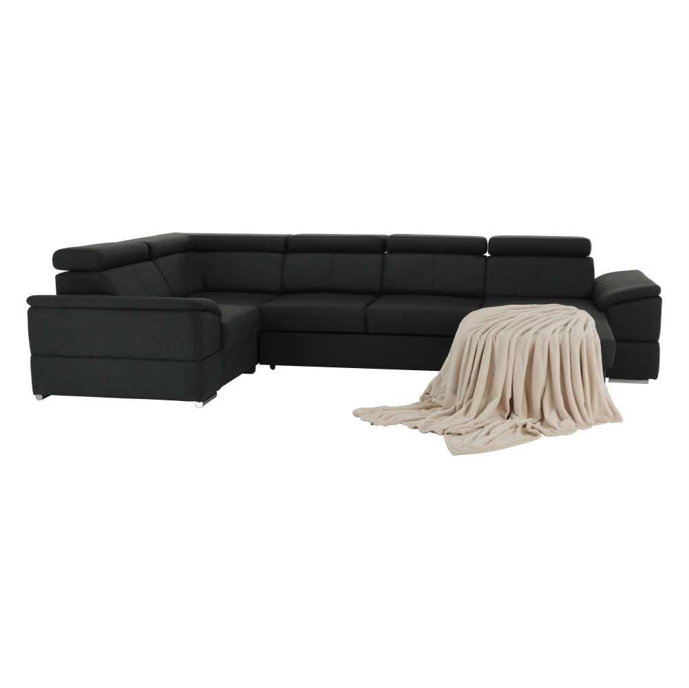 Ülőgarnitúra, sötétszürke, jobbos kivitel, SEGORIA ROH U