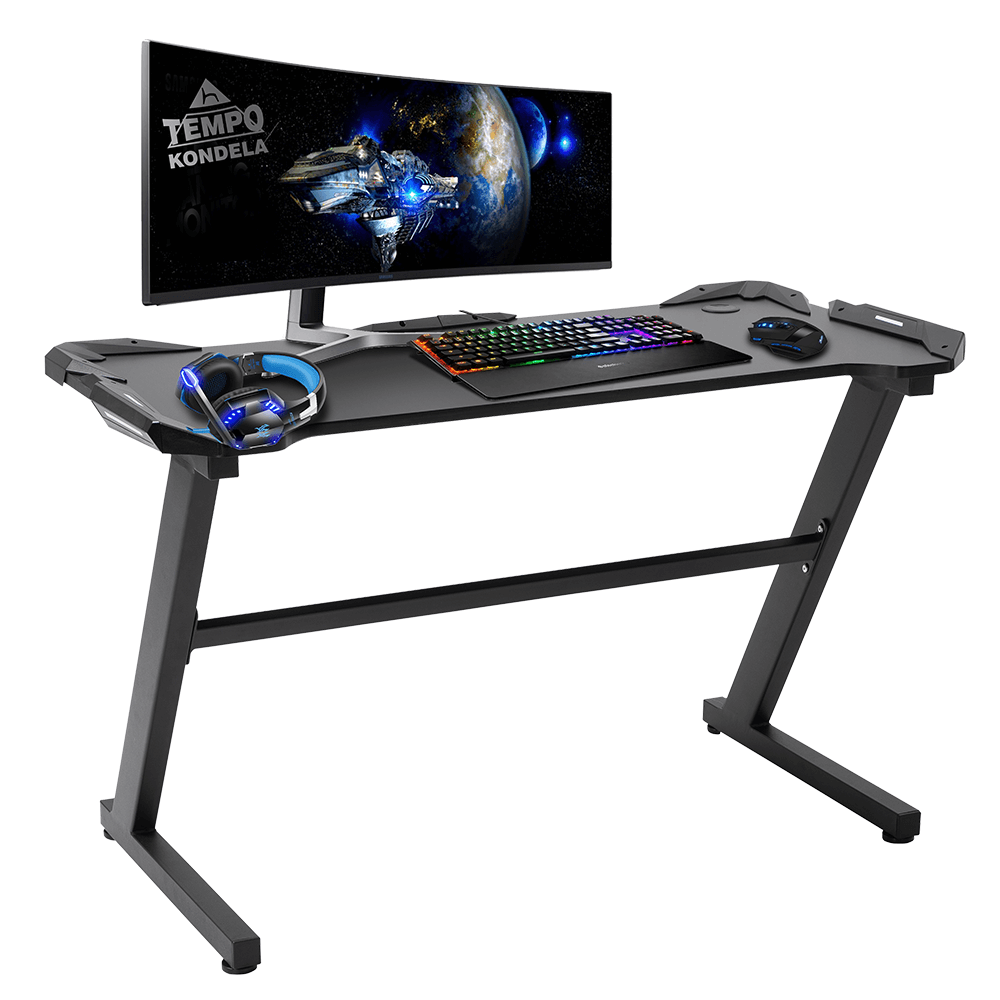PC asztal/gamer asztal, fekete, JADIS