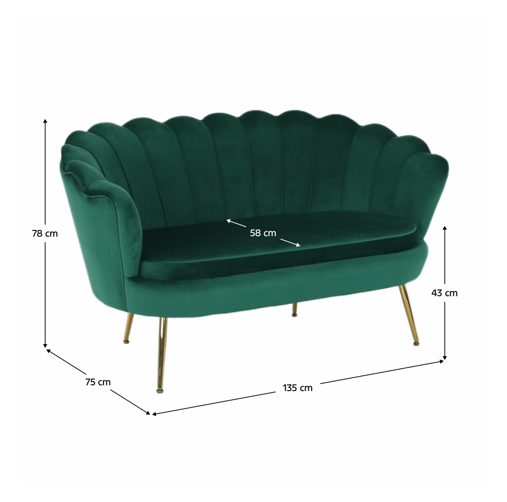 Lavica v štýle Art-deco, smaragdová Velvet látka/gold chróm-zlatý, NOBLIN