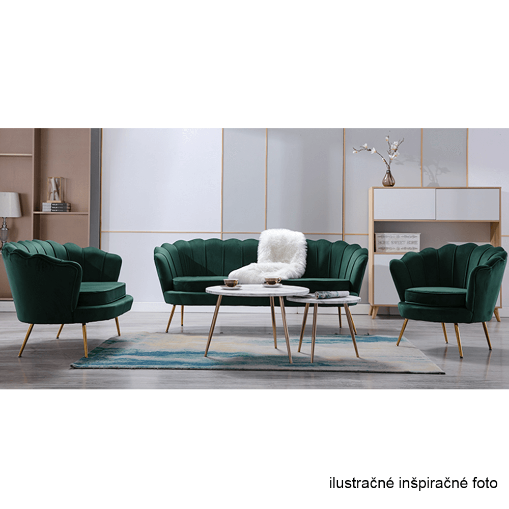 Lavica v štýle Art-deco, smaragdová Velvet látka/gold chróm-zlatý, NOBLIN