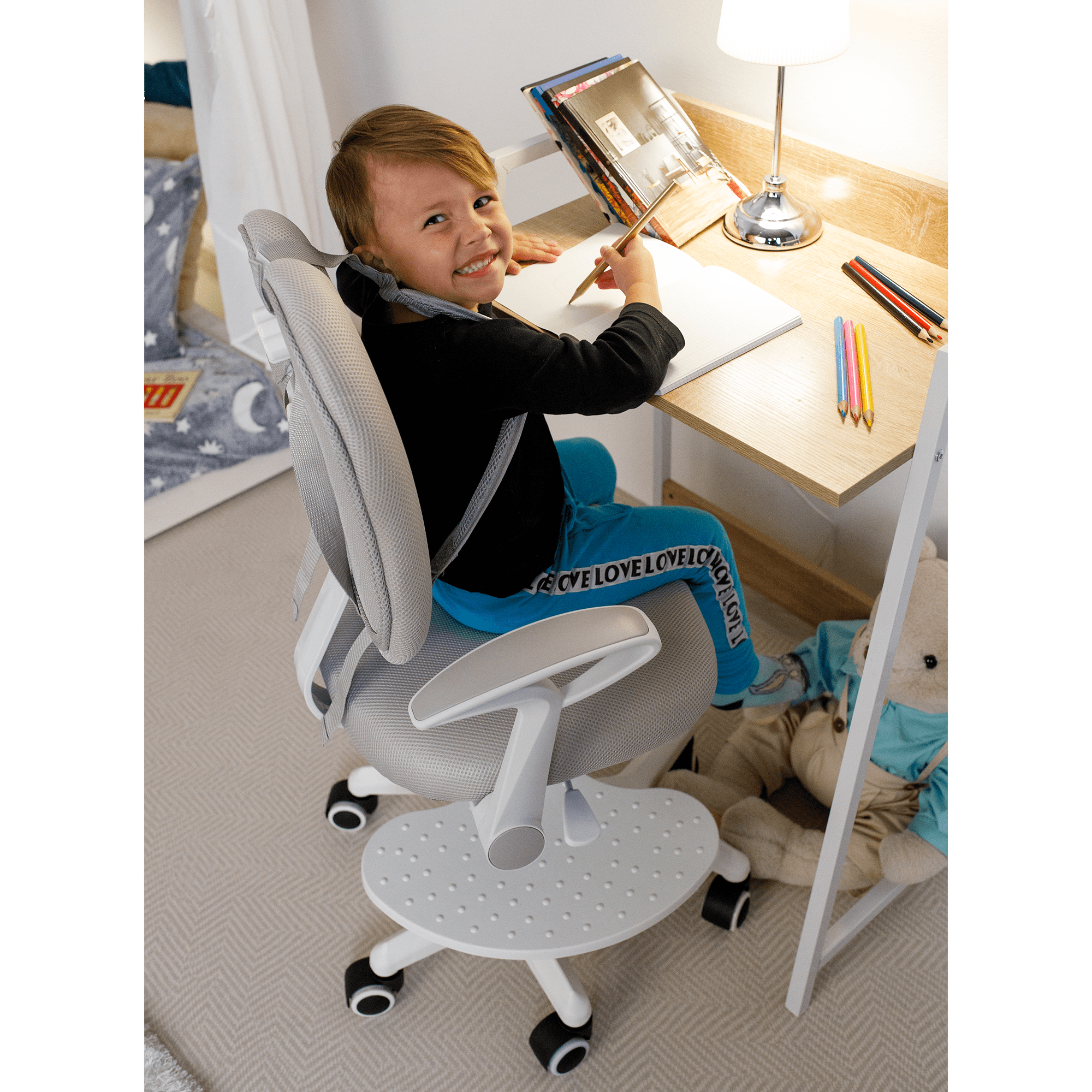 Növekvő szék alappal és pántokkal, szürke/fehér, ANAIS Növekvő szék alappal és pántokkal, szürke/fehér, ANAIS