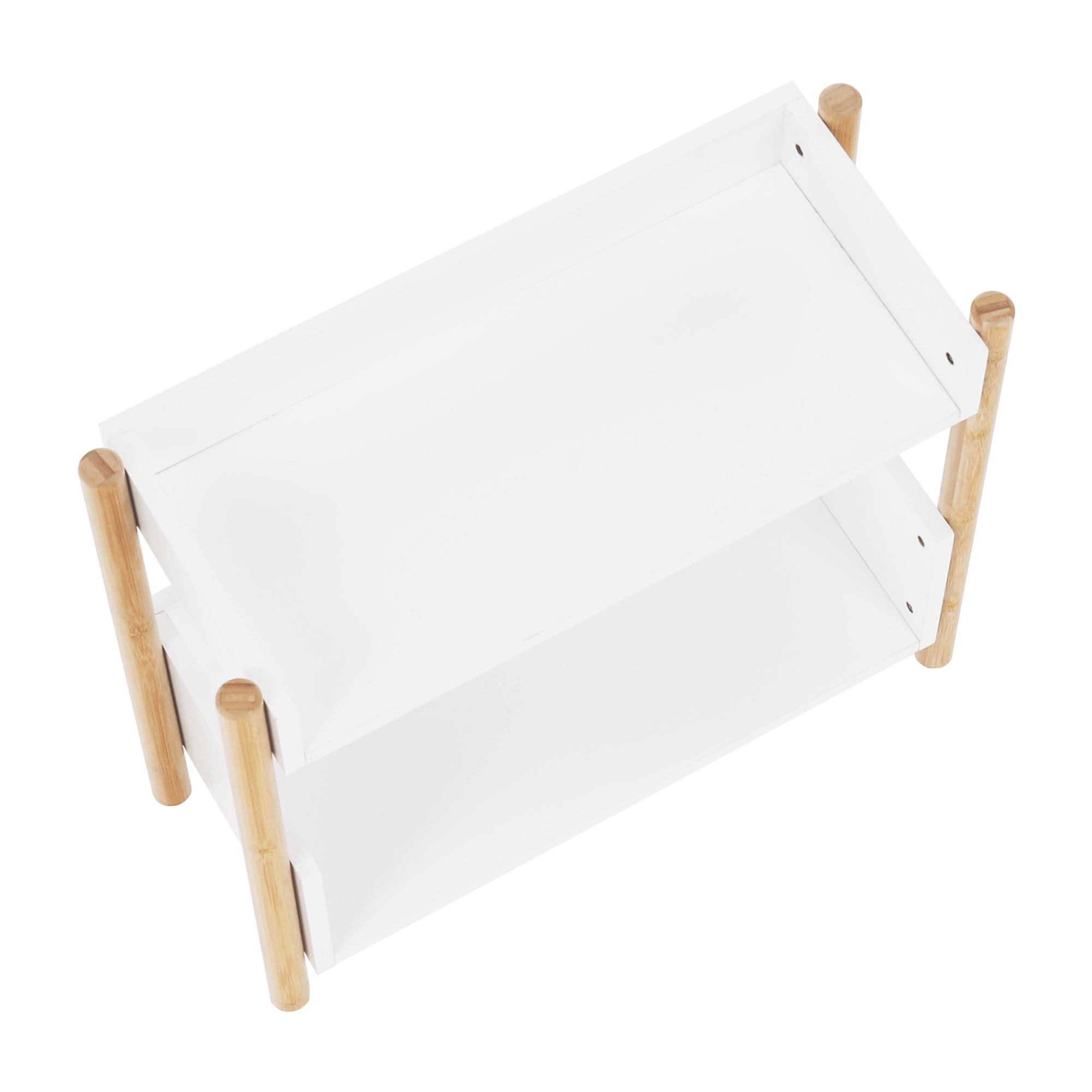 2 polcos állvány, természetes bambusz/fehér, BALTIKA TYP 1