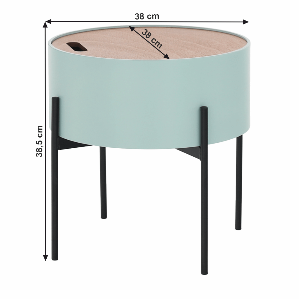 Příruční stolek, neo mint / přírodní / černá, MOSAI