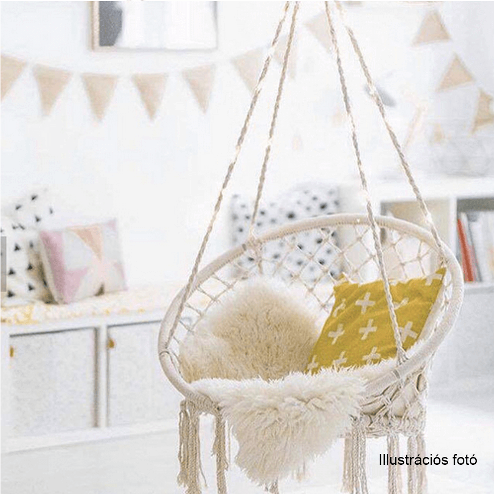 Függő szék, pamut+fém/fehér, AMADO 2 NEW