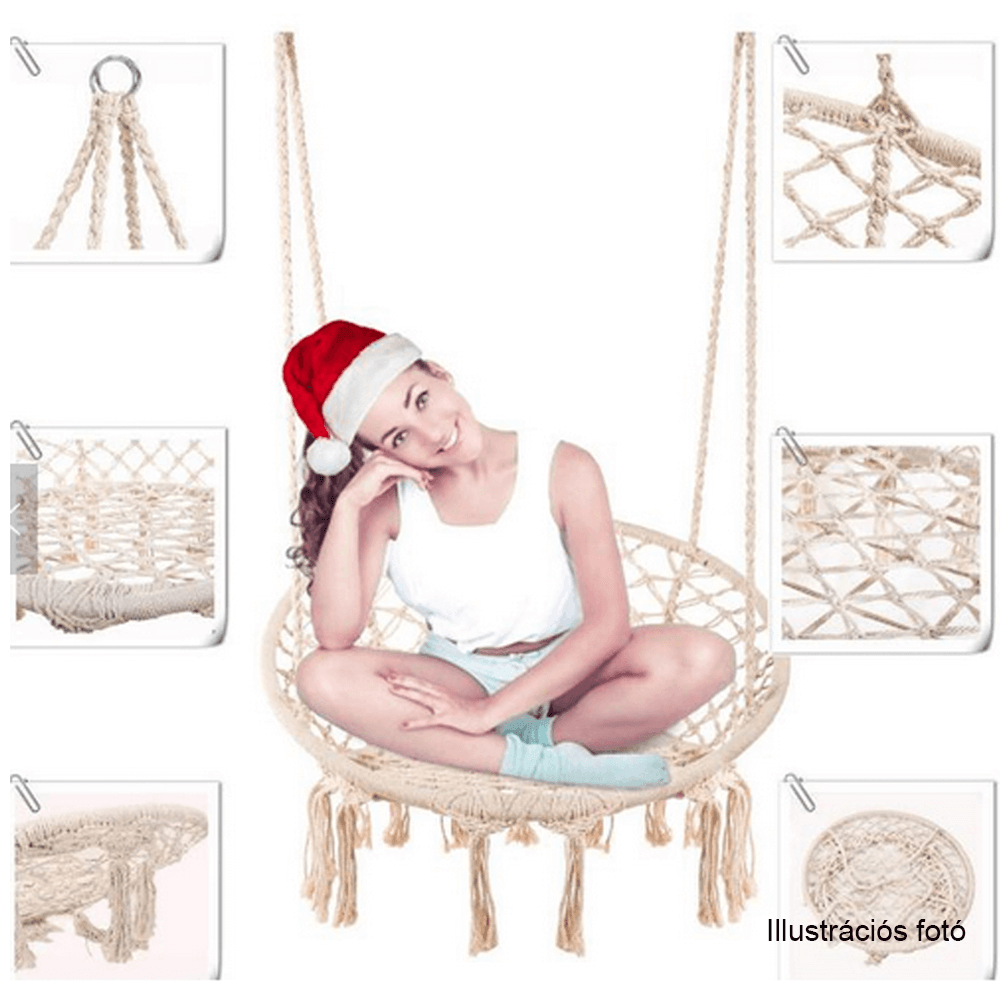 Függő szék, pamut+fém/fehér, AMADO 2 NEW