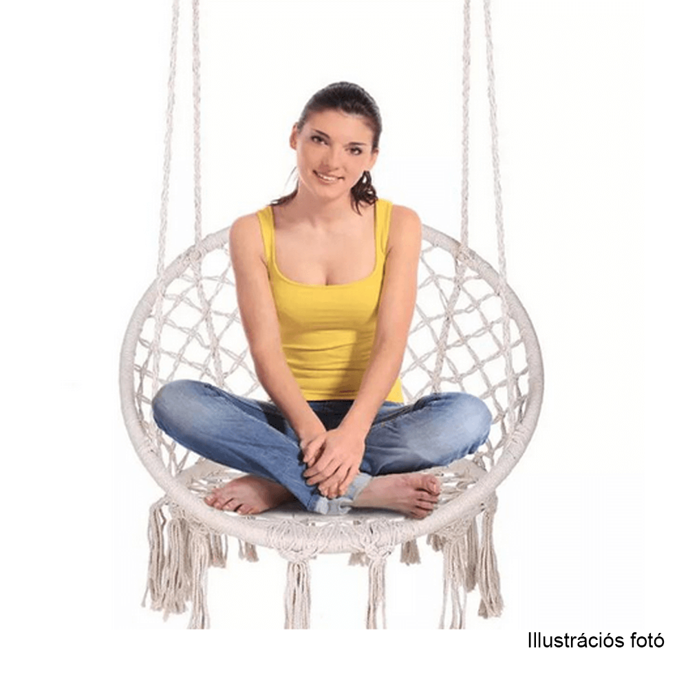 Függő szék, pamut+fém/fekete, AMADO 2 NEW Függő szék, pamut+fém/fekete, AMADO 2 NEW