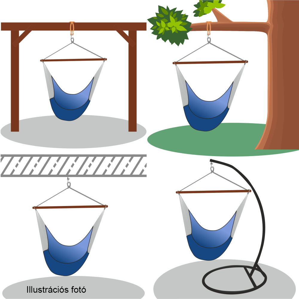 Függő szék, pamut+fém/fekete, AMADO 2 NEW Függő szék, pamut+fém/fekete, AMADO 2 NEW