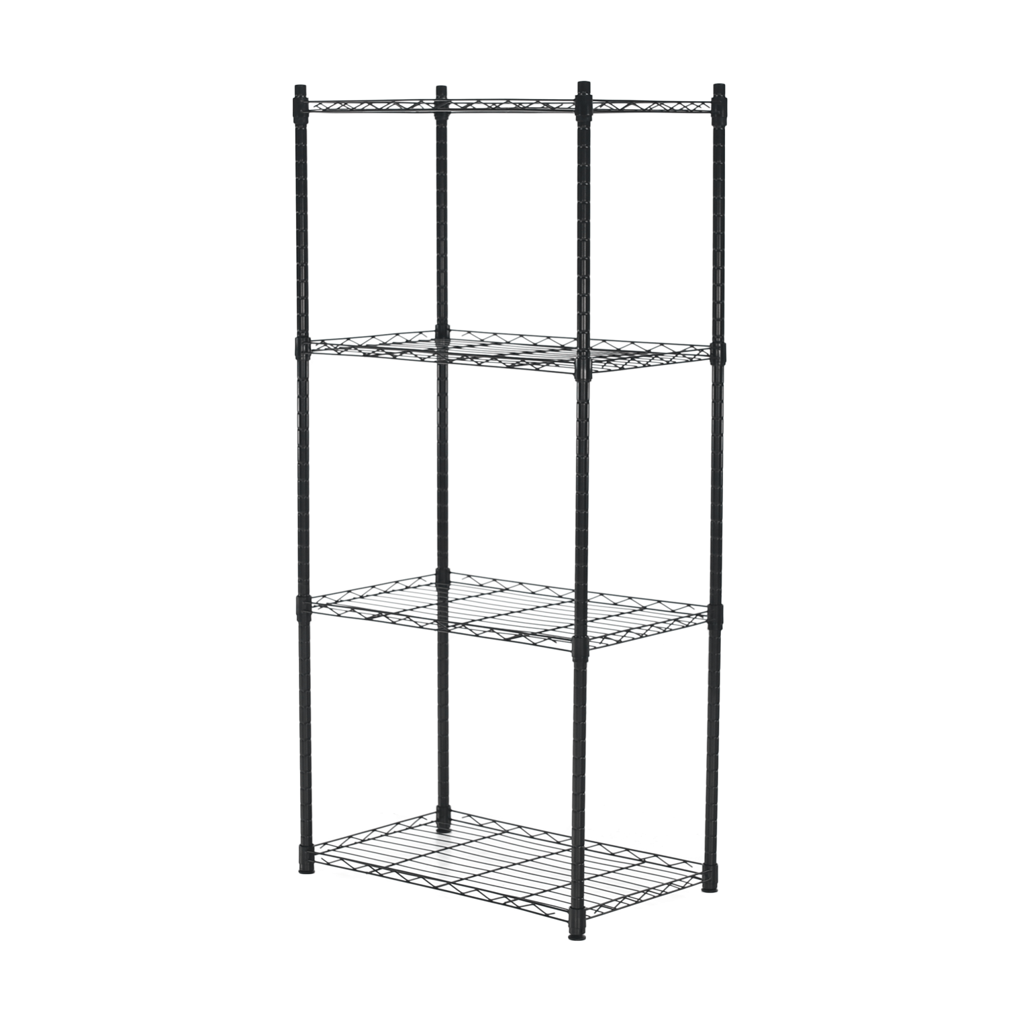 Regál s nastaviteľnou výškou políc, 4-policový, čierna, NOVEL