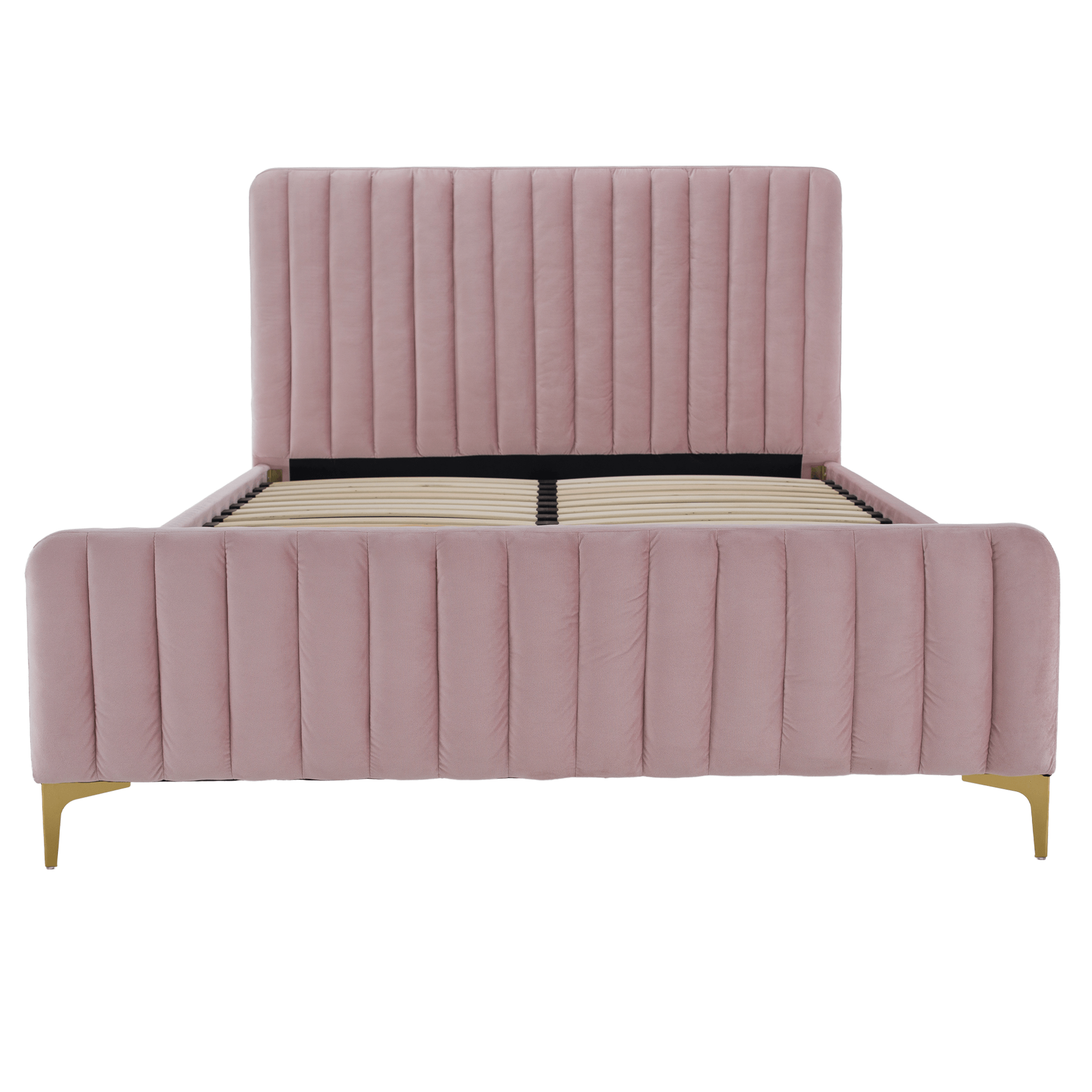 Posteľ, ružová/gold chróm zlatý matný, 180x200, KAISA