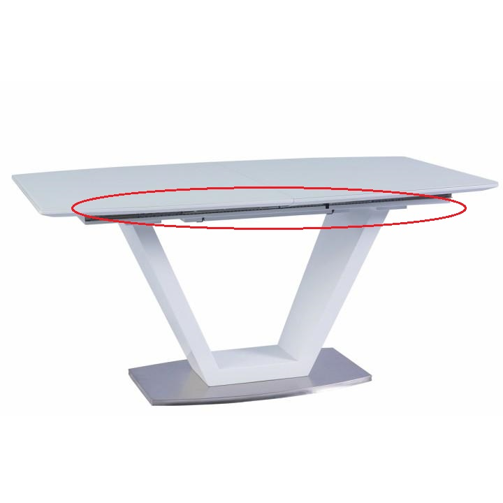 Jedálenský stôl, rozkladací, biela extra vysoký lesk/oceľ, PERAK P1, poškodený tovar