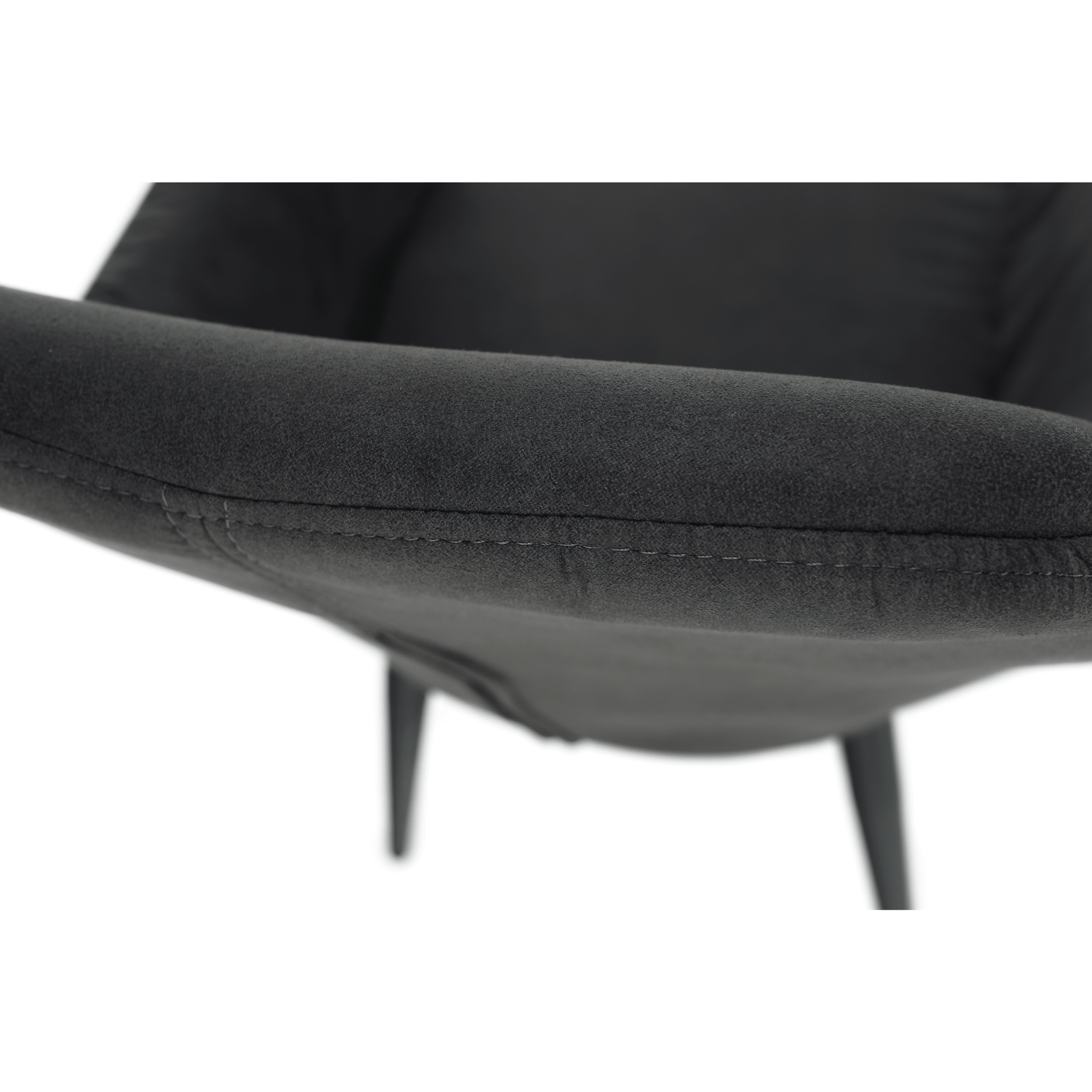 Fotoliu design ţesătură din piele periată gri / negru LACEY