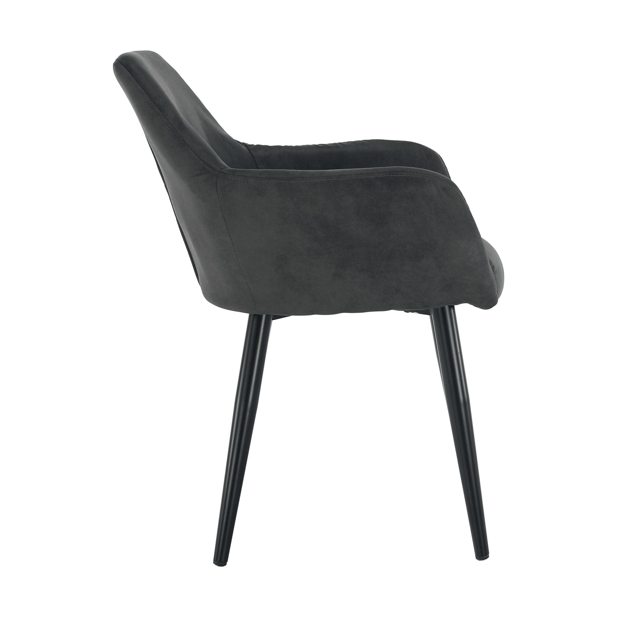 Fotoliu design ţesătură din piele periată gri / negru LACEY