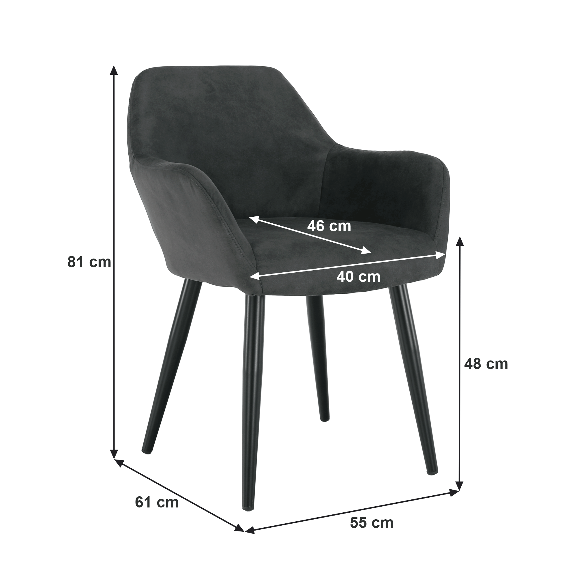 Fotoliu design ţesătură din piele periată gri / negru LACEY