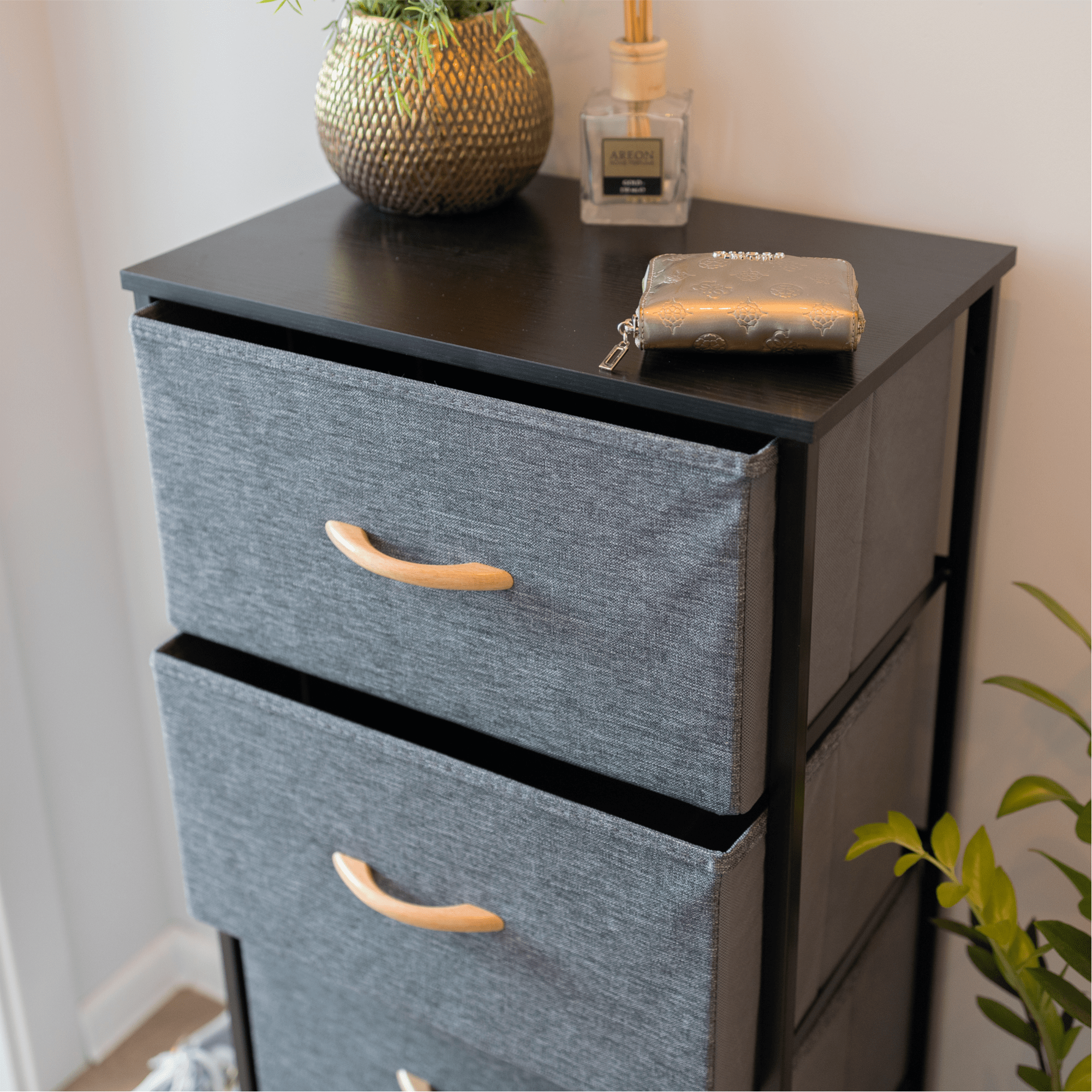 Komód szövet fiókokkal, fekete/sötétszürke, PALMERA TYP 2 Komód szövet fiókokkal, fekete/sötétszürke, PALMERA TYP 2