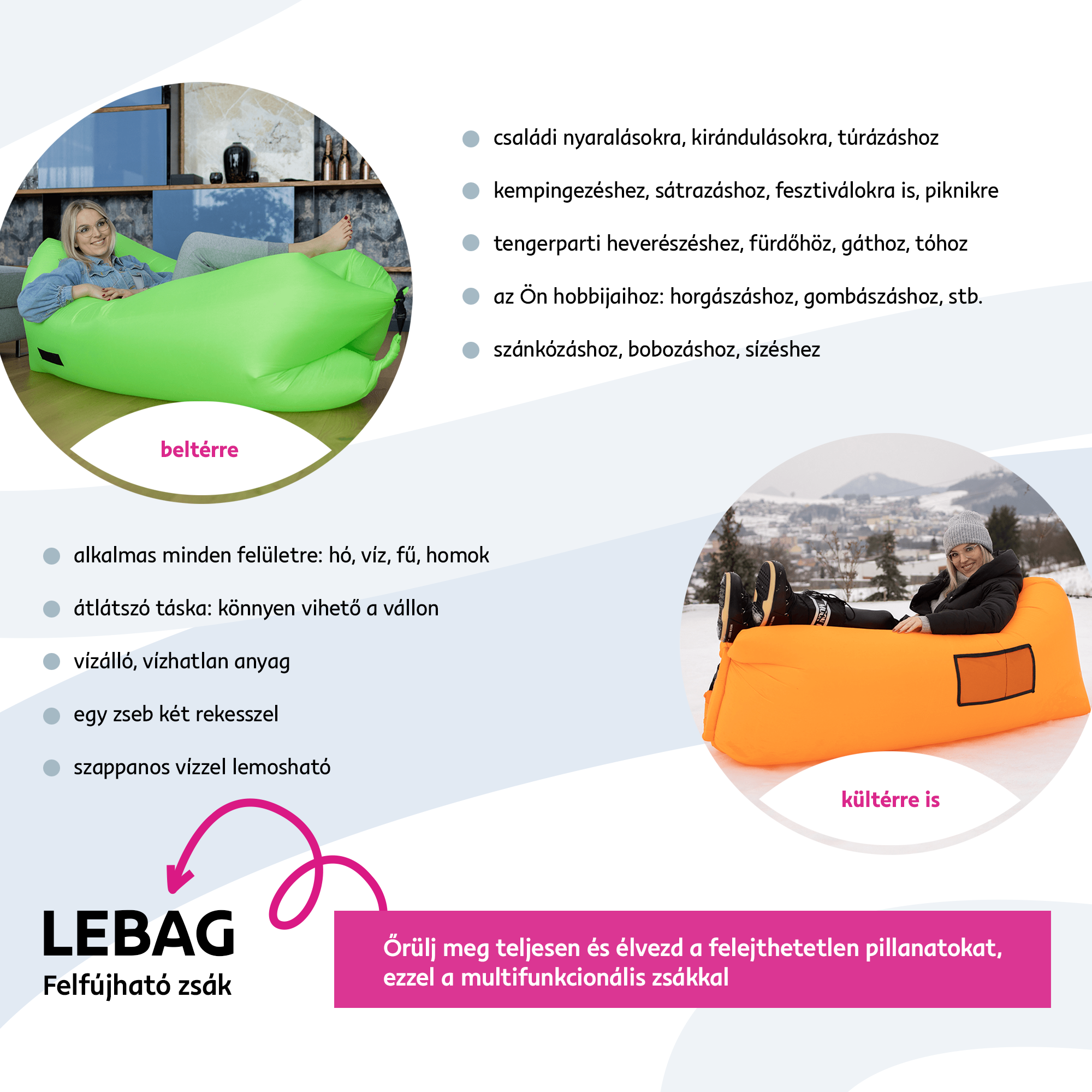 Felfújható babzsák/lazy bag, zöld, LEBAG Felfújható babzsák/lazy bag, zöld, LEBAG