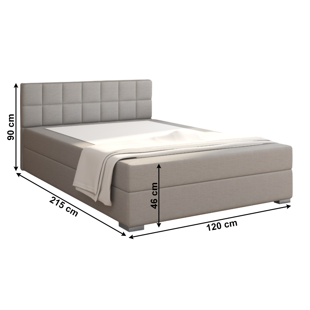 Boxspring típusú ágy 120x200, szürkésbarna taupe, FERATA TV KOMFORT