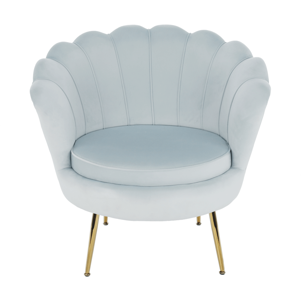 Fotel Art-deco stílusban, szürke-kék Velvet anyag/gold chróm-arany, NOBLIN