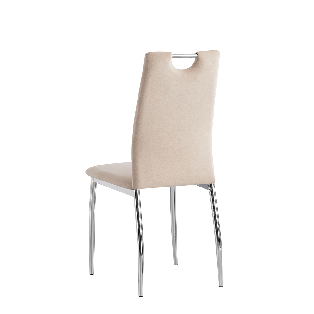 Jedálenská stolička, béžová Dulux Velvet látka/chróm, OLIVA NEW, R1, rozbalený tovar