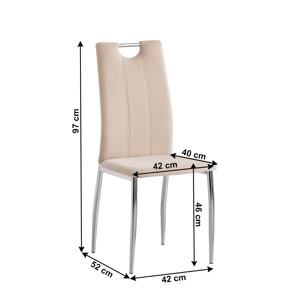 Jedálenská stolička, béžová Dulux Velvet látka/chróm, OLIVA NEW, R1, rozbalený tovar