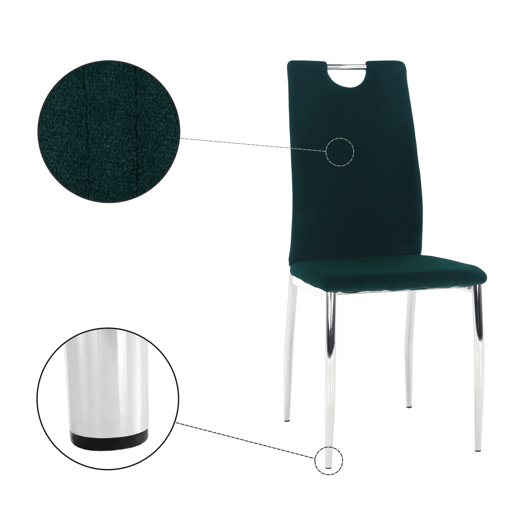 Scaun de masă, țesătură de catifea smarald / crom, OLIVA NEW