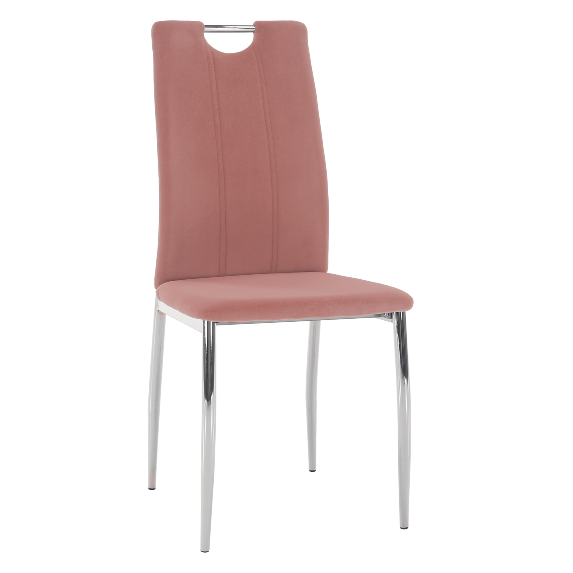 Scaun de masă, țesătură de catifea roz / crom, OLIVA NEW