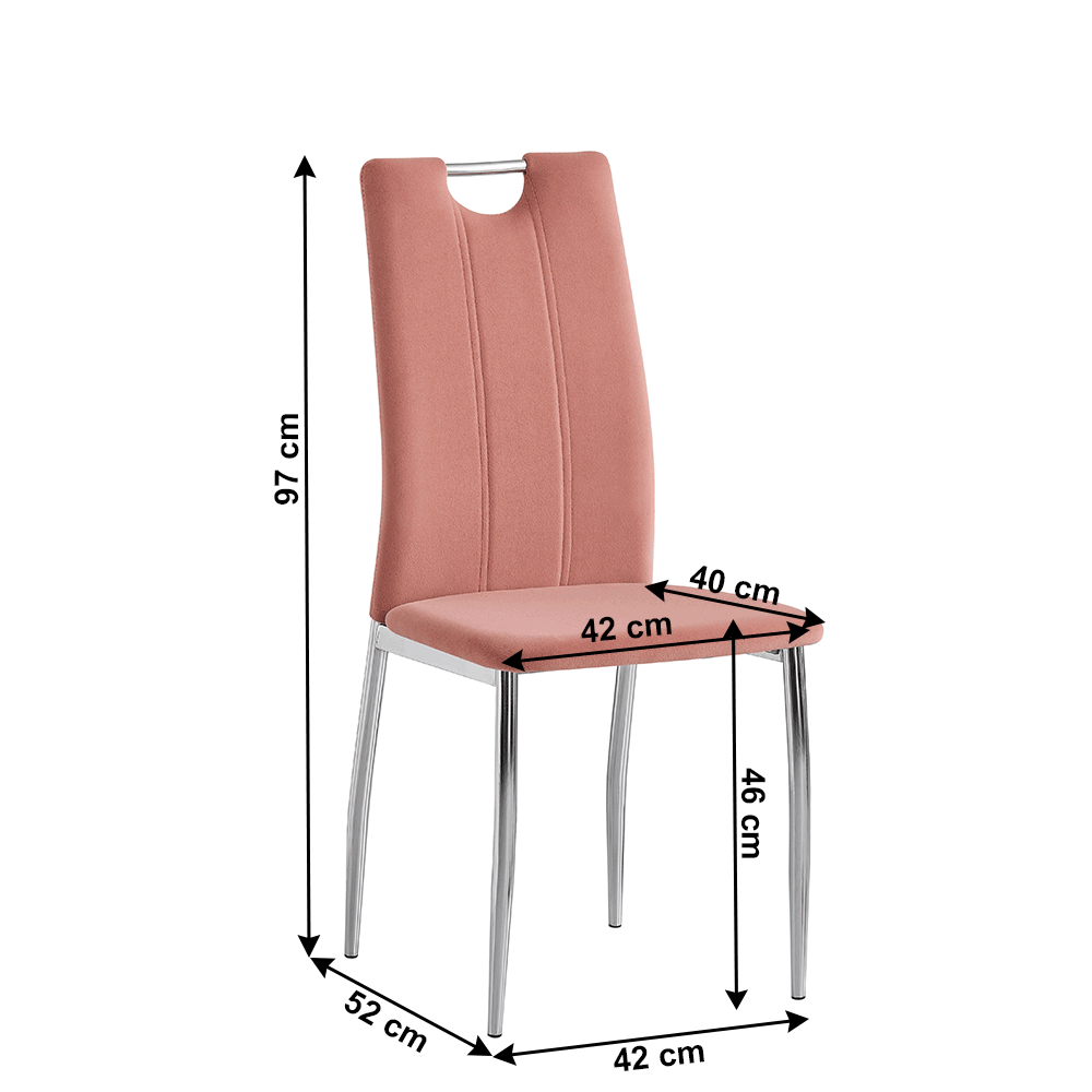 Jedálenská stolička, ružová Velvet látka/chróm, OLIVA NEW, R1, rozbalený tovar