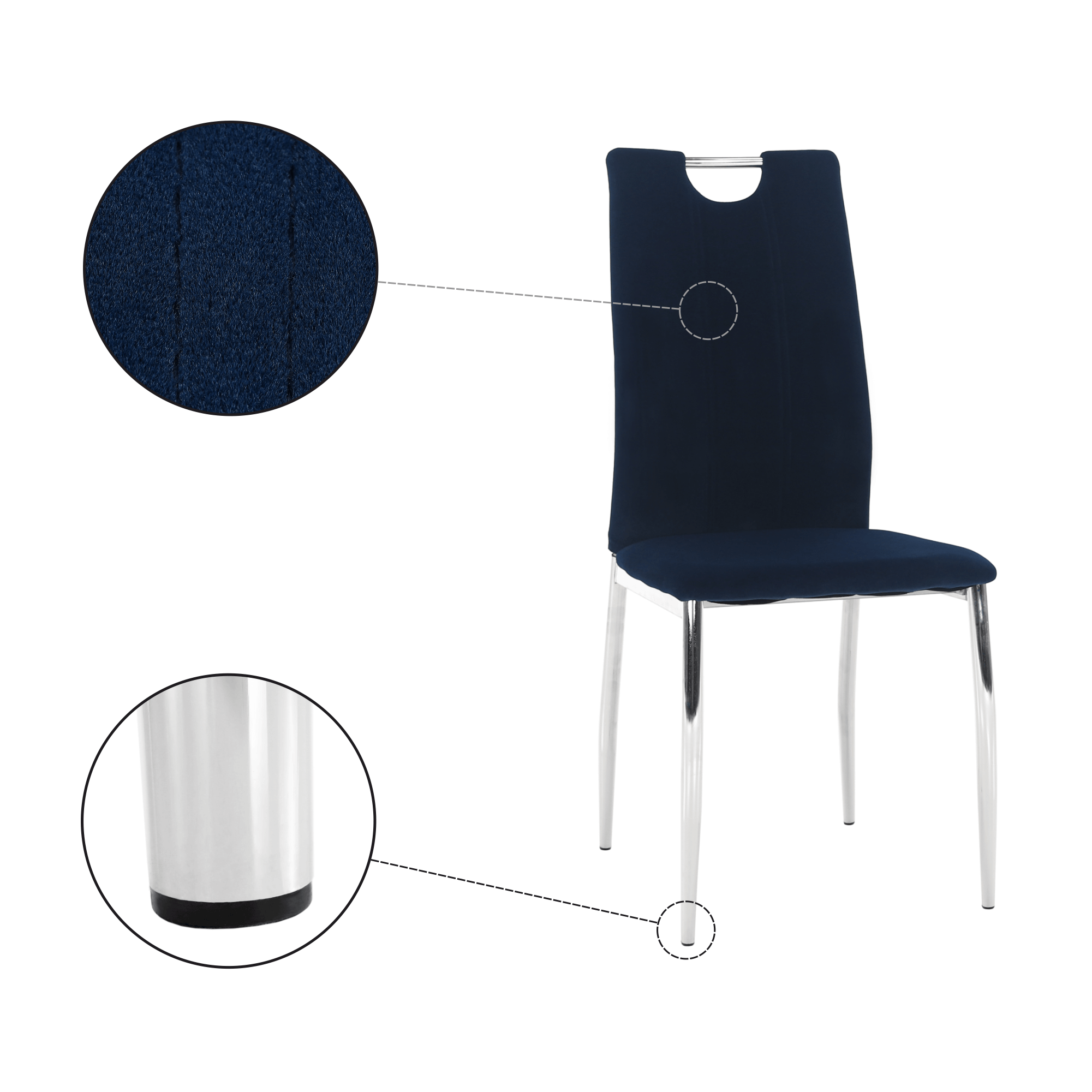 Scaun de masă, țesătură albastră din catifea / crom, OLIVA NEW