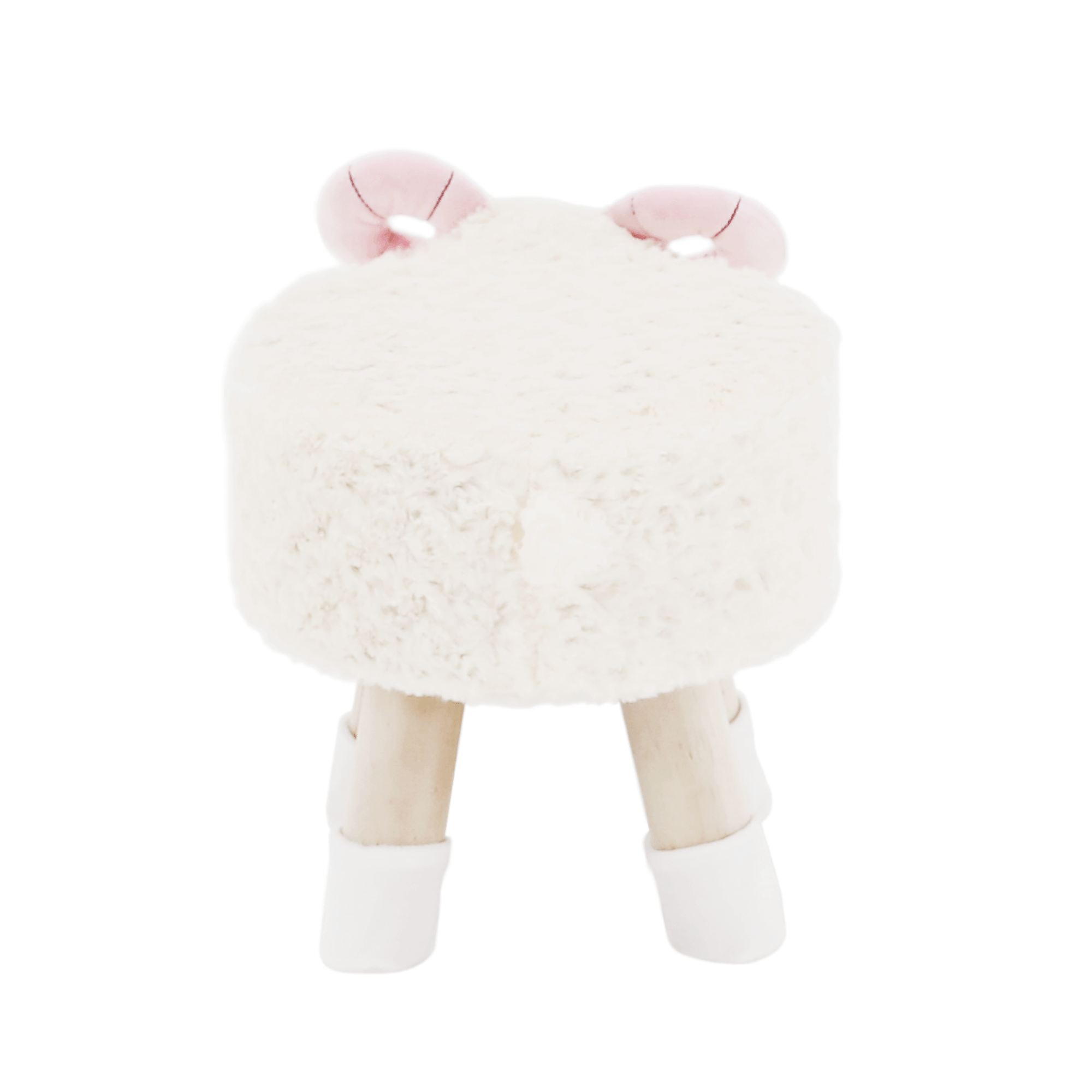 Taburet ve tvaru ovečky látka Velvet bílá/růžová/přírodní, LOLA