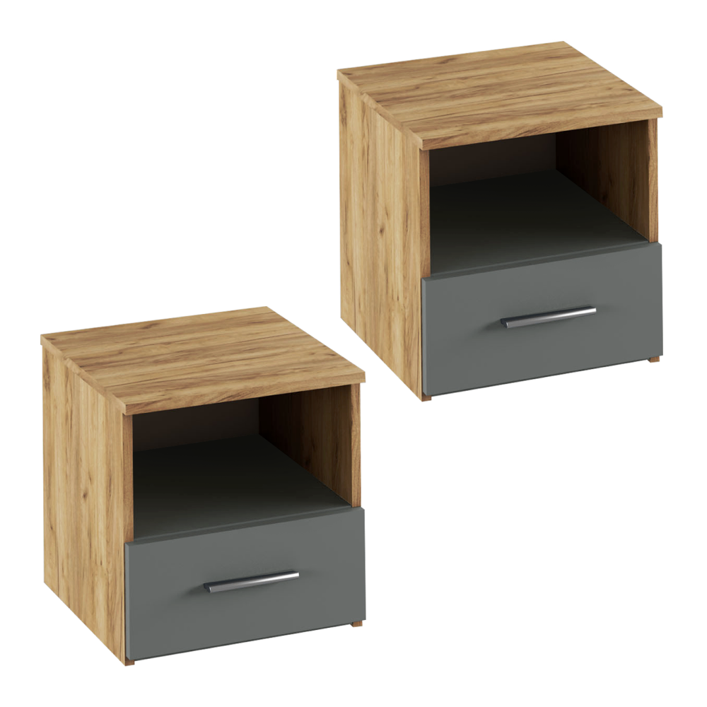 Nočný stolík, 2 ks, dub artisan/grafit, GABRIELA