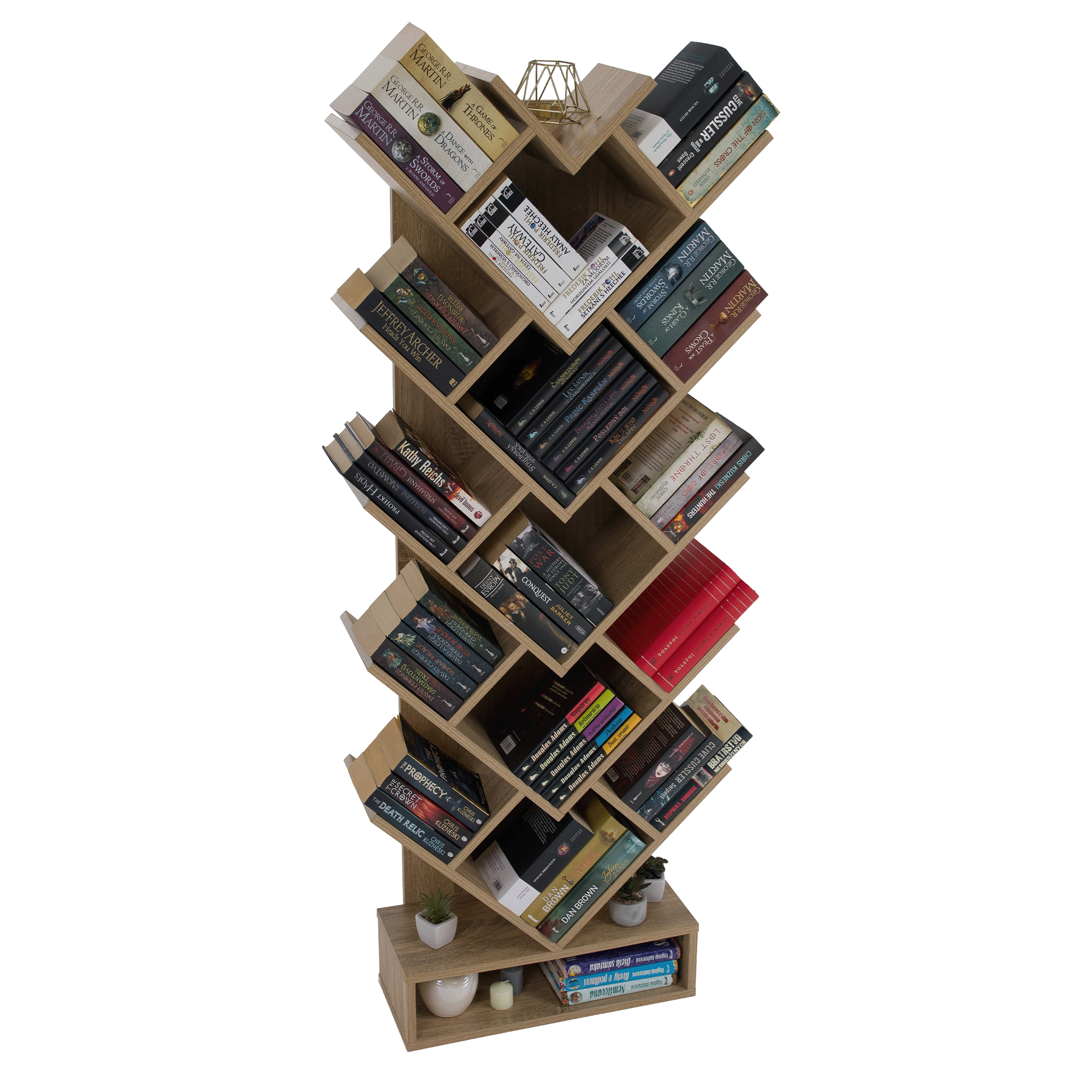 Regál, hnedosivý dub, VEVEY