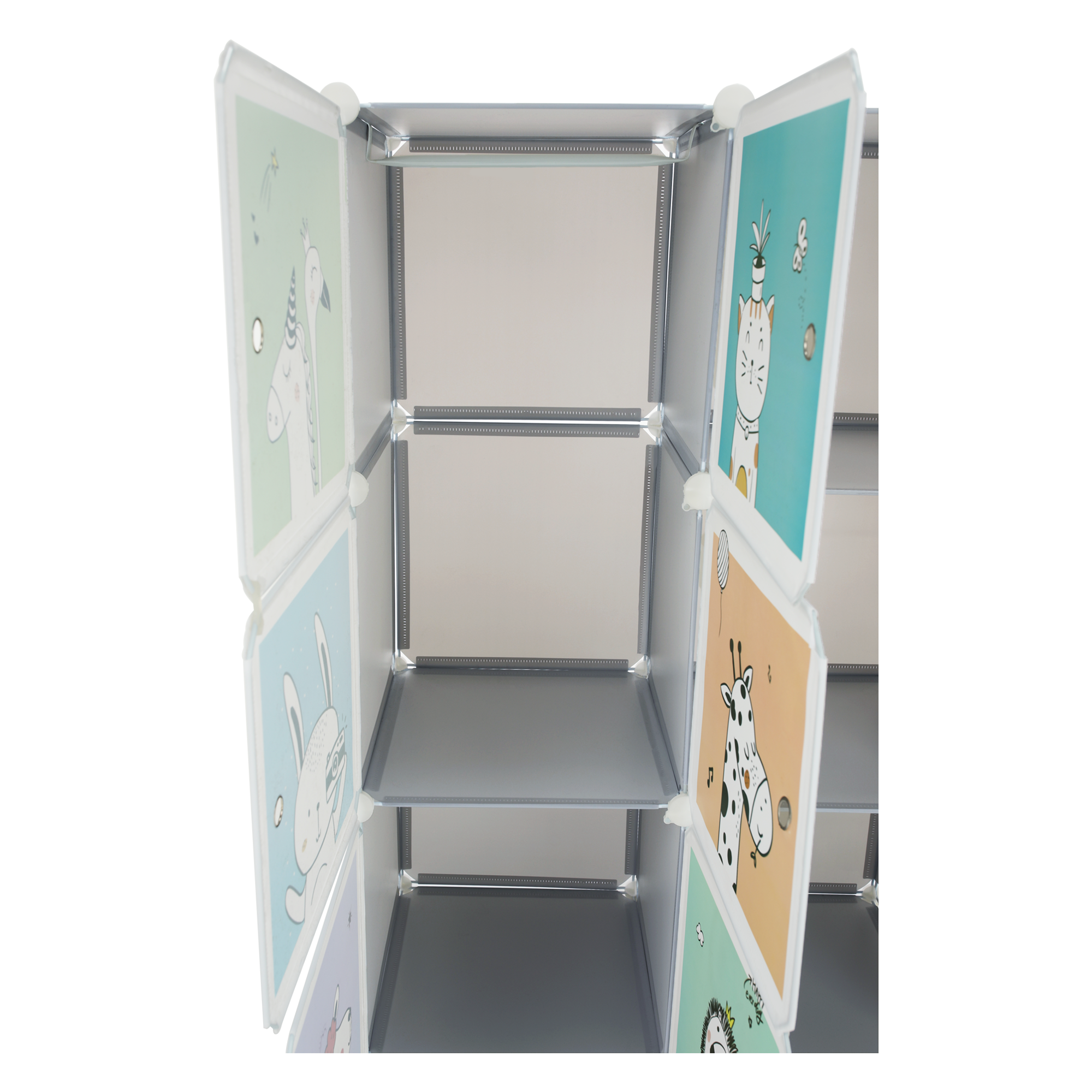 Dětská modulární skříň, šedá / dětský vzor, BIARO