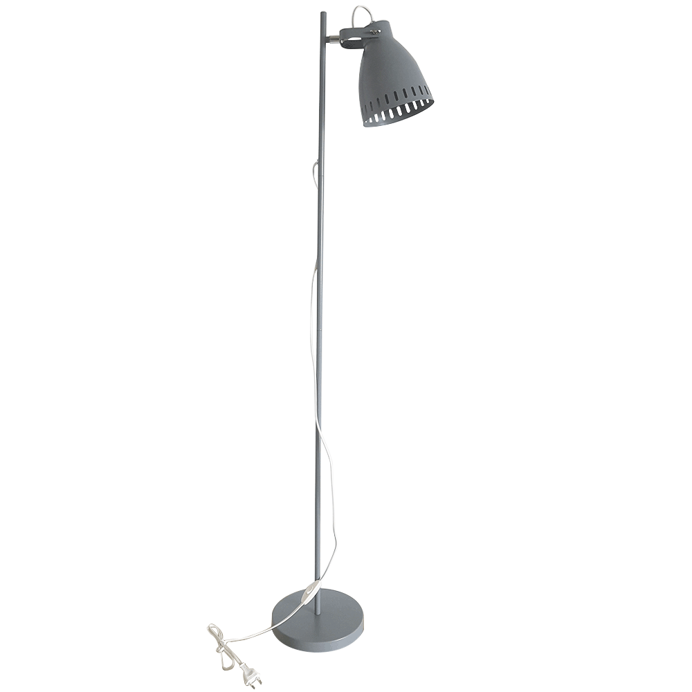 Stojací lampa, šedá / kov, AIDEN TYP 2