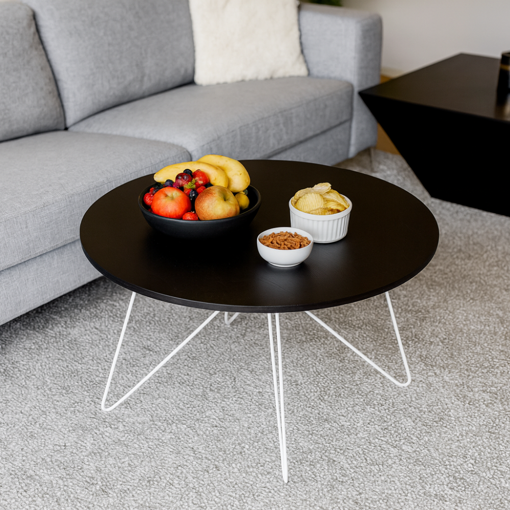 Dohányzóasztal, fekete  tölgy/fehér, MIKEL NEW