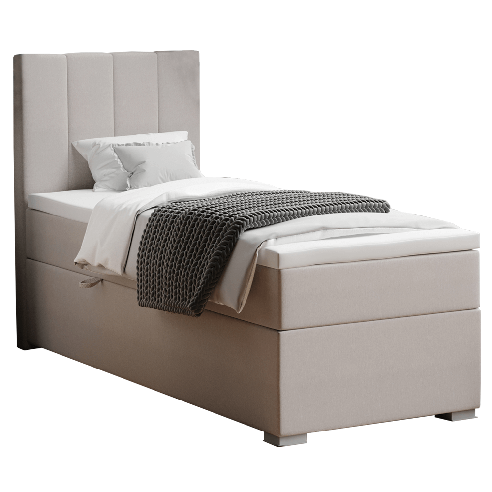 Boxspring ágy, egyszemélyes, taupe, 90x200, balos, BRED