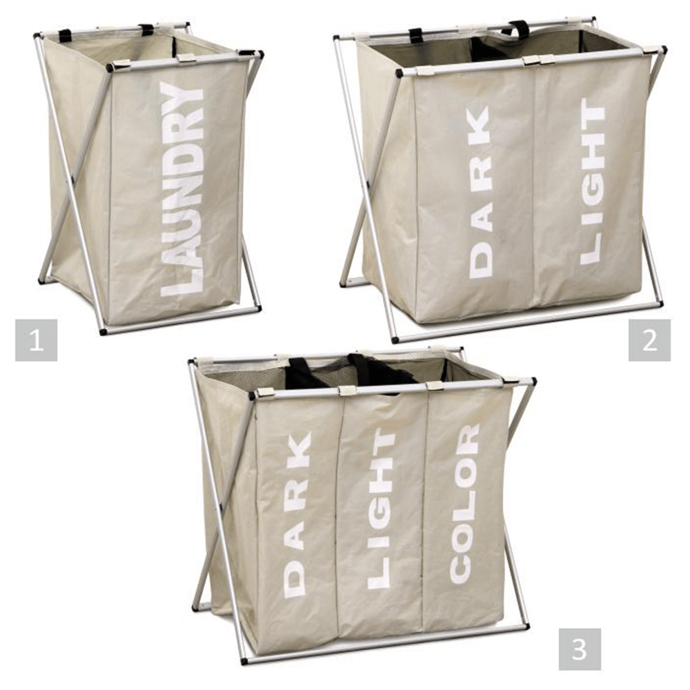 Látkový kôš na bielizeň, sivobéžová, LAUNDRY NEW TYP 1